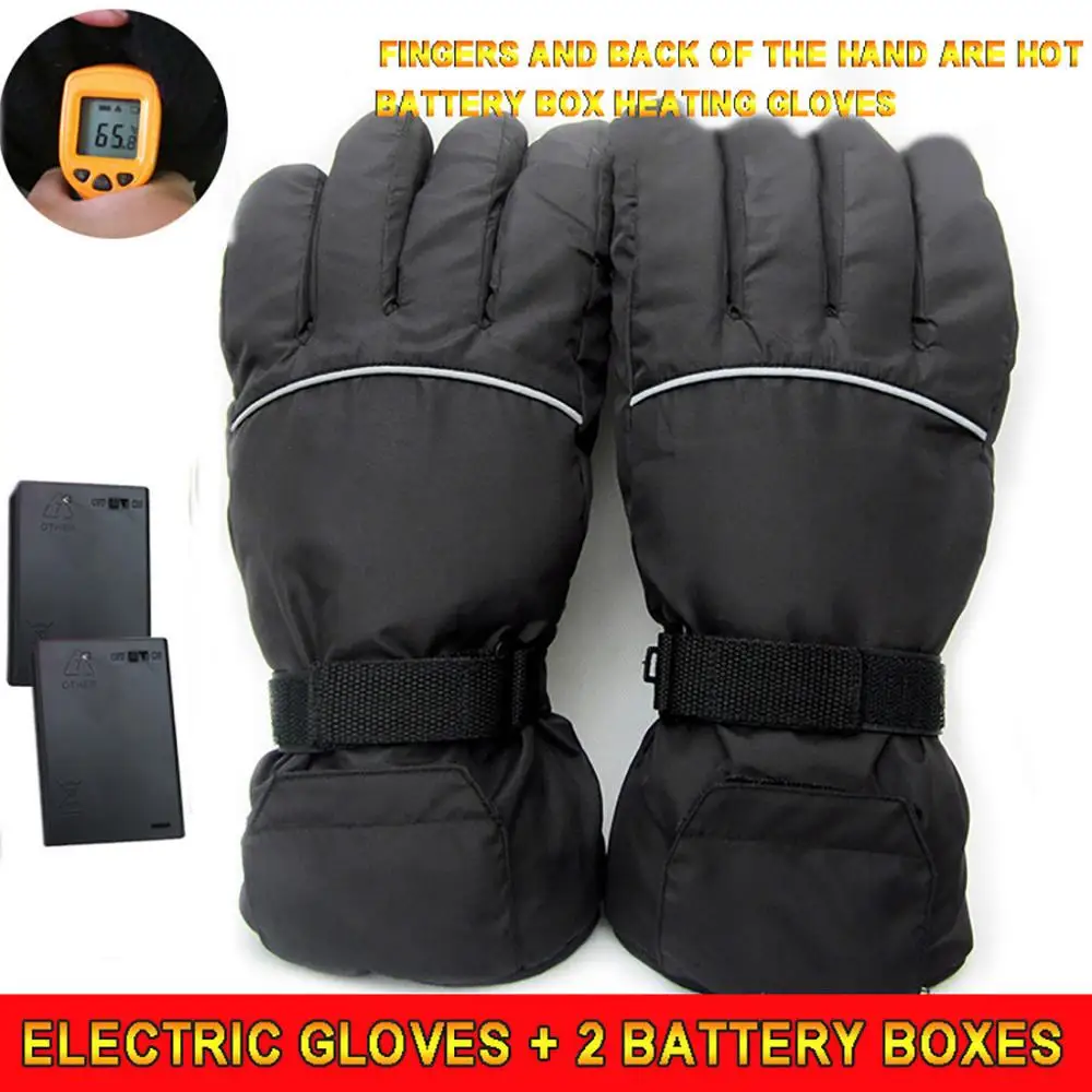 Windproof Ski Heating Gloves 4.5V Heated Polyester Motorcycle Gloves Warm& Safe(First Gear)#3B06