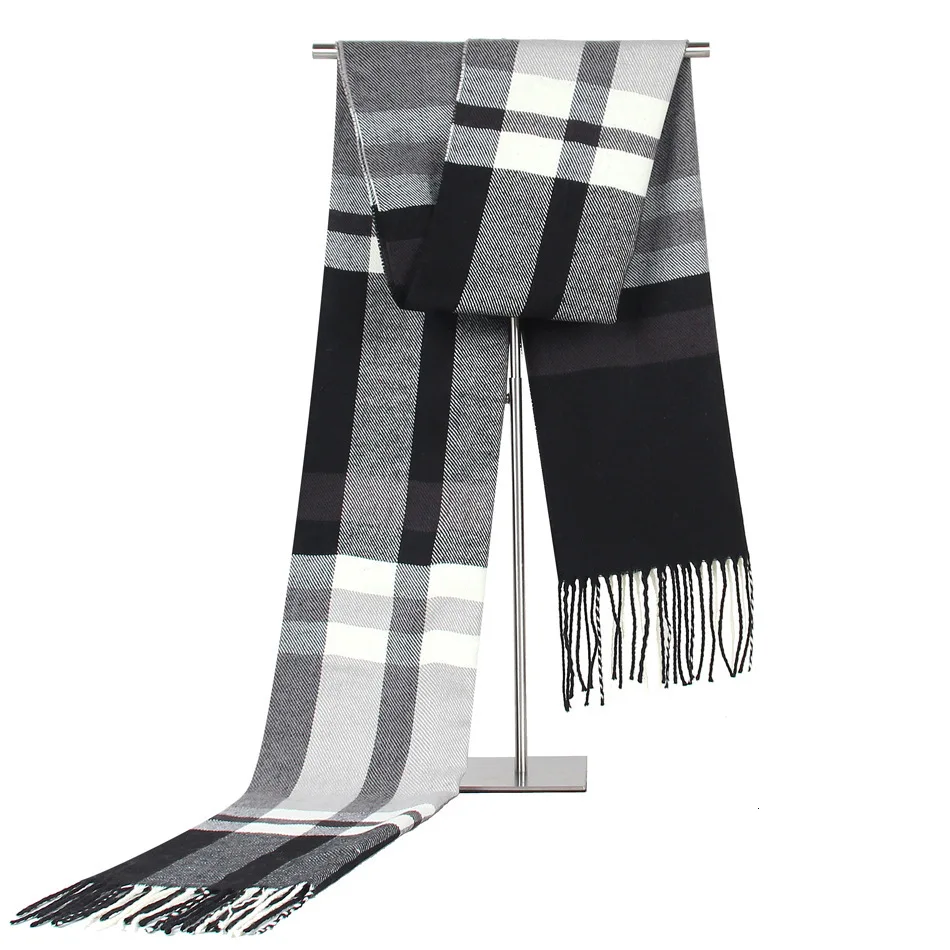 LS17051-3 Клетчатый цветной блок сохраняет тепло мужской шарф пятидесяти лет, имитирующий кашемировый шарф с кисточками - Цвет: LS17051-3