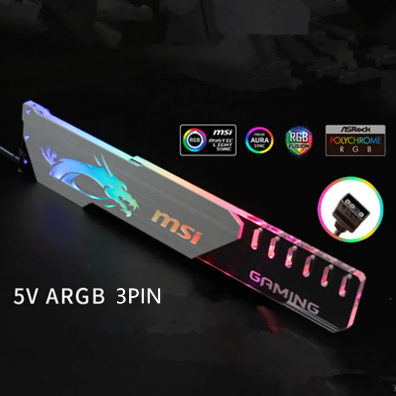 Кронштейн для графической карты Symphony AURA RGB belief лампа фиксированная Поддержка кронштейн компаньон компьютерный светильник украшение загрязнения - Цвет: MSI 5V 3PIN