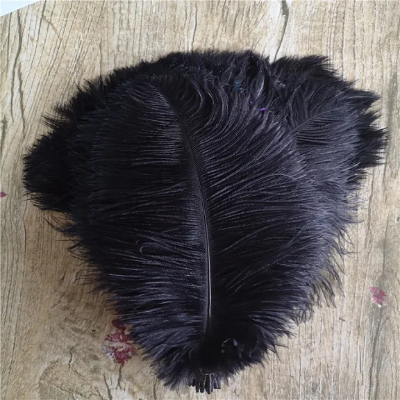 100pcs/lot 10-12 inches fluffy soft ostrich feathers pure white feather for craft ostrich plumes wedding party decoration - Цвет: Черный