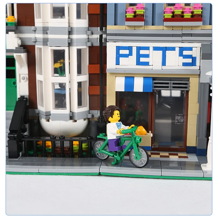 DHL 10218 City Building Series The Pet Shop Supermarket Model City Street 15009 Building Blocks Christmas birthday Gift Toys