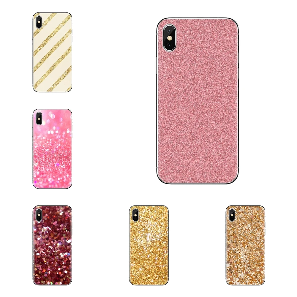 Rose gold glitter sparkles Pastel TPU Case For Samsung Galaxy S2 S3 S4 S5 MINI S6 S7 edge S8 S9 Plus Note 2 3 4 5 8 Coque Fundas | Мобильные