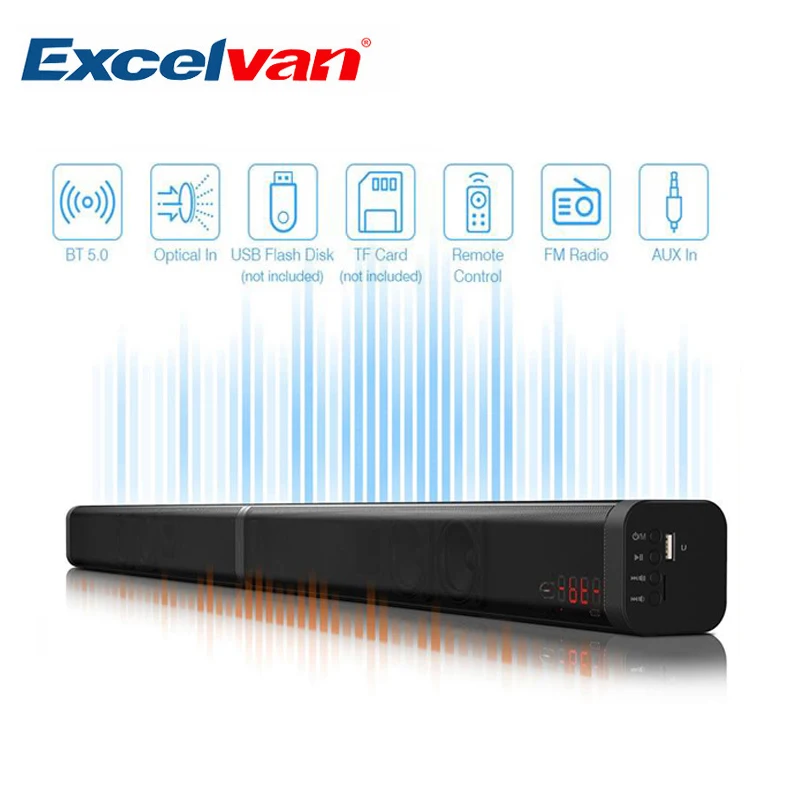 

Excelvan 40W Detachable Bluetooth Soundbar Wireless Bluetooth Speaker Built Subwoofe TV AUX Optic Soundbar Stereo Home Theater