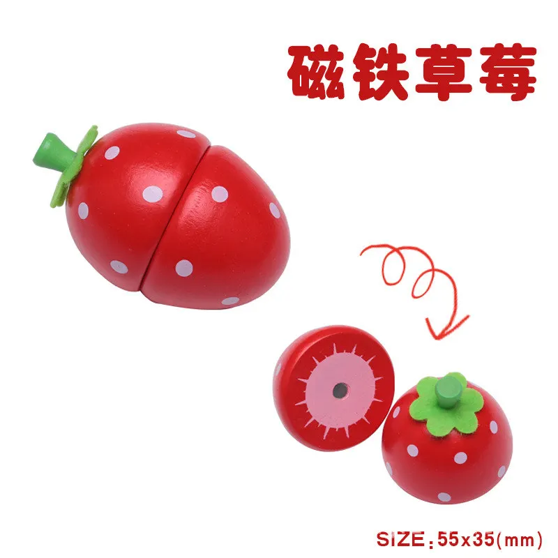 Montessori Kid Cut Fruit Gift 3DWooden Simulation Strawberry Pineapple Magnetic Children Play House Kitchen Educational Toy Gift 6