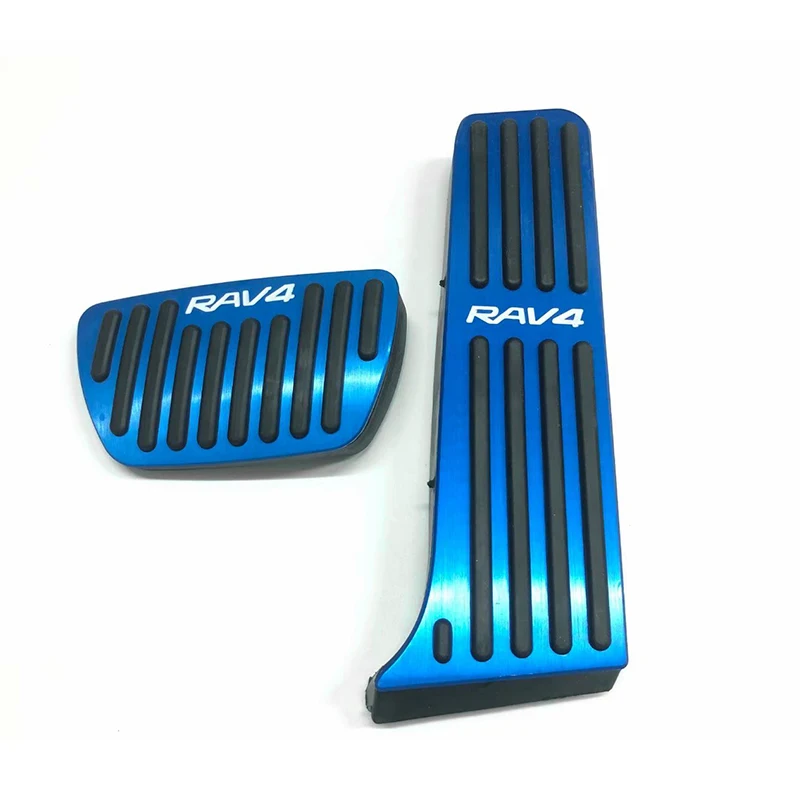 2pcs Blue Автомобильный акселератор из алюминиевого сплава, педаль газа, педаль тормоза, накладка, нескользящая Накладка для Toyota RAV4, автомобильные аксессуары - Название цвета: 2pcs Blue