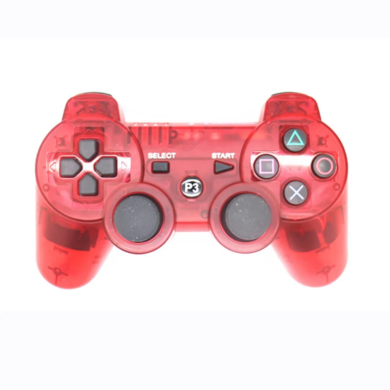 Красный Беспроводной Bluetooth прозрачный цветной контроллер для sony playstation Dualshock 3 PS3 контроллер вибрации геймпад - Цвет: Красный
