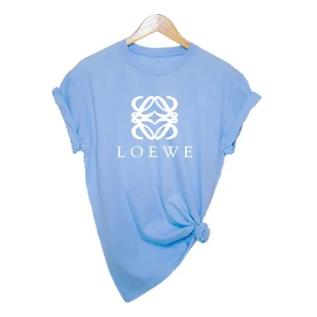 Light Blue-B Новинка Harajuku LOEWE Брендовые женские футболки с принтом повседневные футболки летние женские футболки с коротким рукавом женская одежда - Color: Light Blue-B