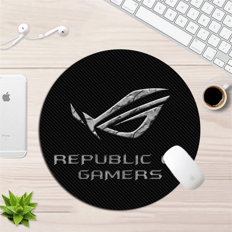 Круглый коврик для мыши Asus 22x22 см геймер компьютерный игровой запирающийся край
