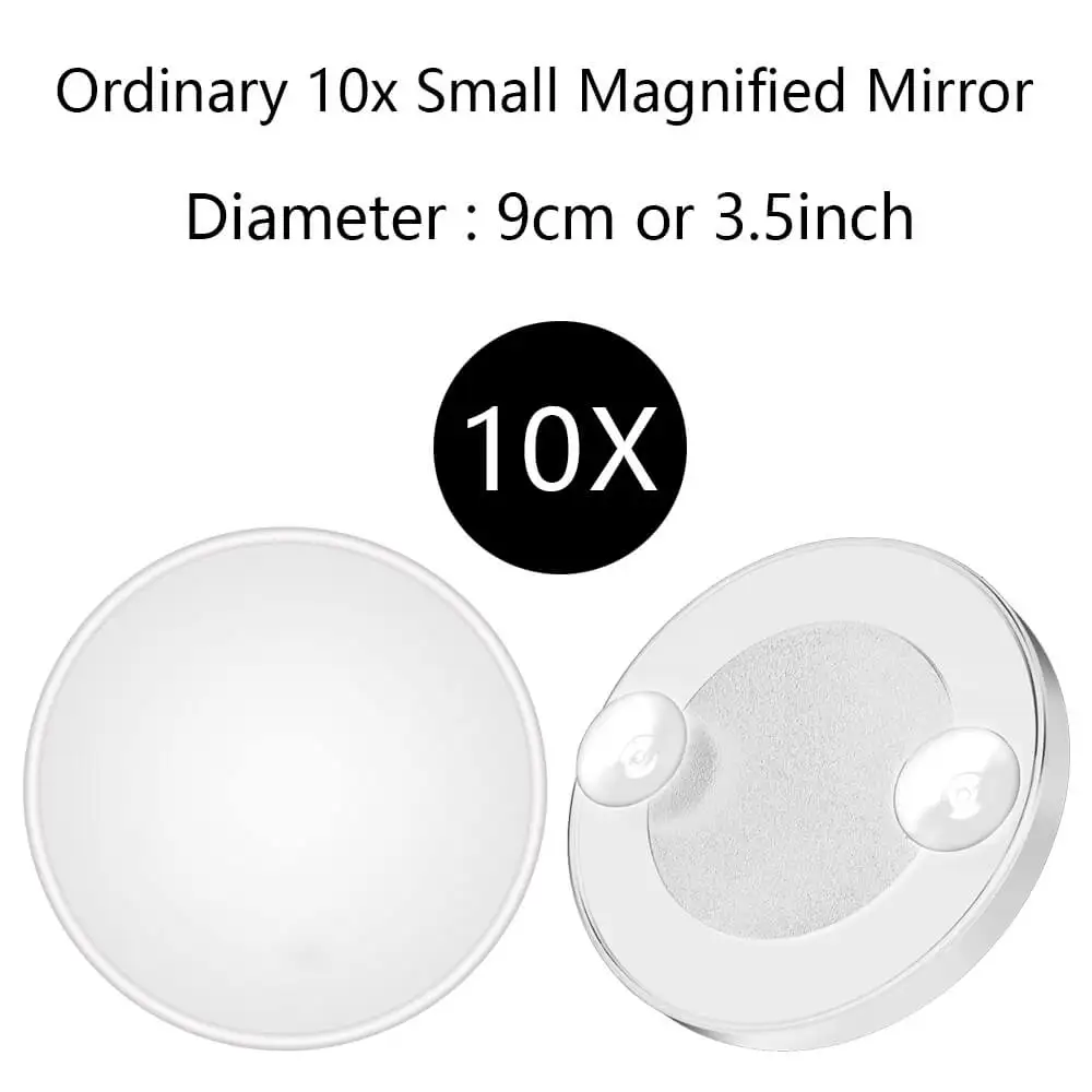 Small 10X Mirror 10X светодиодный светильник для макияжа, зеркальная лампа, лупа, батарея, портативное стекло для рук, мини Miroir, для ванной, косметическая, для ванны, на присоске - Цвет: Small 10X Mirror