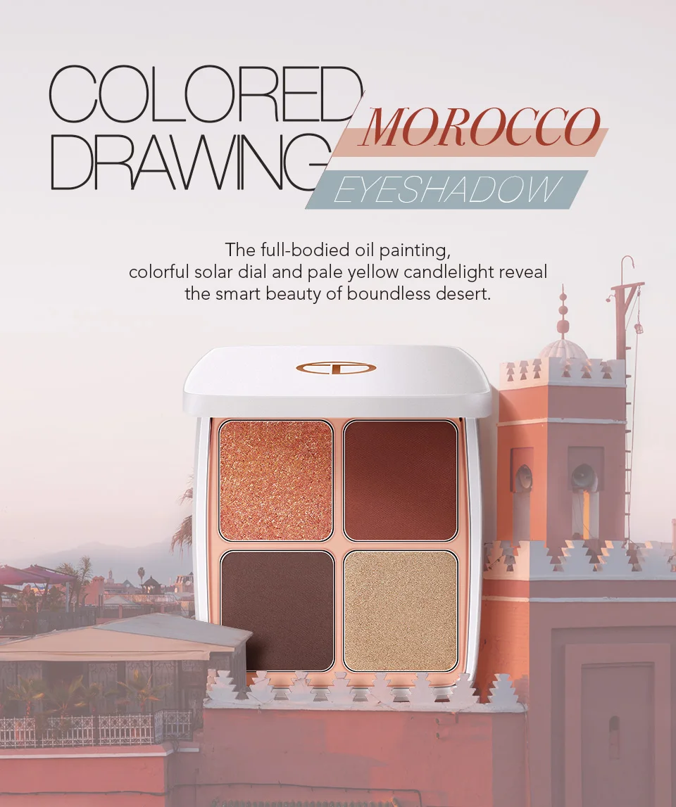 O. TWO. O палитра теней для век с цветным рисунком из Марокко, 4 цвета, матовые мерцающие тени для век с блестящим эффектом, макияж для ежедневного использования