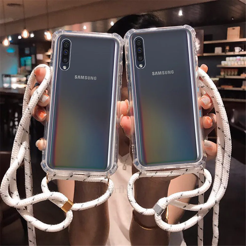 2020 Cord Lanyards Phone Case For Samsung S10E S10 Plus Note 8 9 Soft Cover For Samsung Note 10 Plus Shockproof Shell Cover cute samsung cases