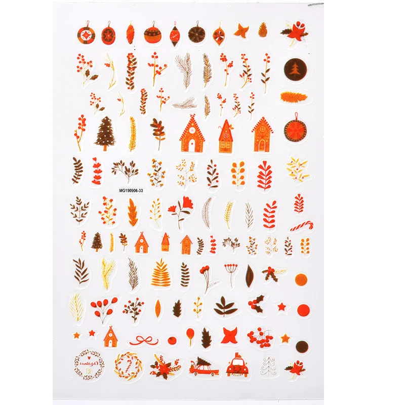 17 дизайн 3D Рождество украшенный клей для ногтей стикер снежные хлопья/Рождественская шапка Санты серии обертывания Маникюр Наклейка DIY - Цвет: 2