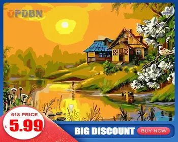 

OPDBN Wall Art Canvas Painting by Number Posters Handpainted Oil Painting Picture for Living Room Home Decor No Frame