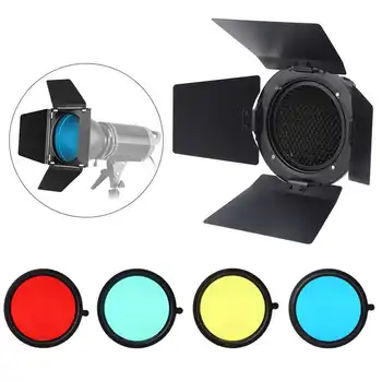 

10x10cm Black Universal Mount Shooting Four Leaf Light Barrier with Cellular 4 Colour Filter for Photography Normal Bright Light