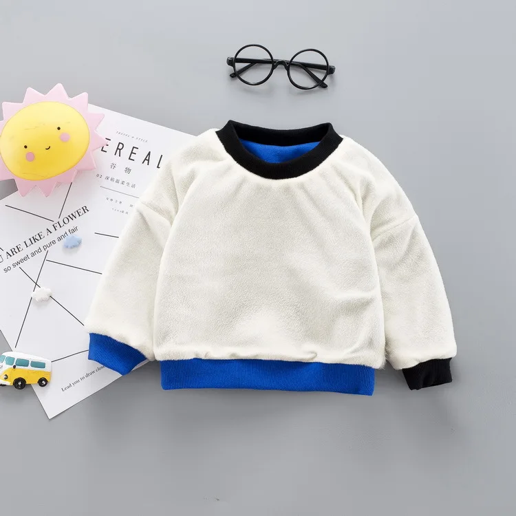 Korean-style Cartoon Pullover CHILDREN'S Sweater Thick Autumn And Winter New Style plus Velvet Cotton Baby Cotton-padded Cl