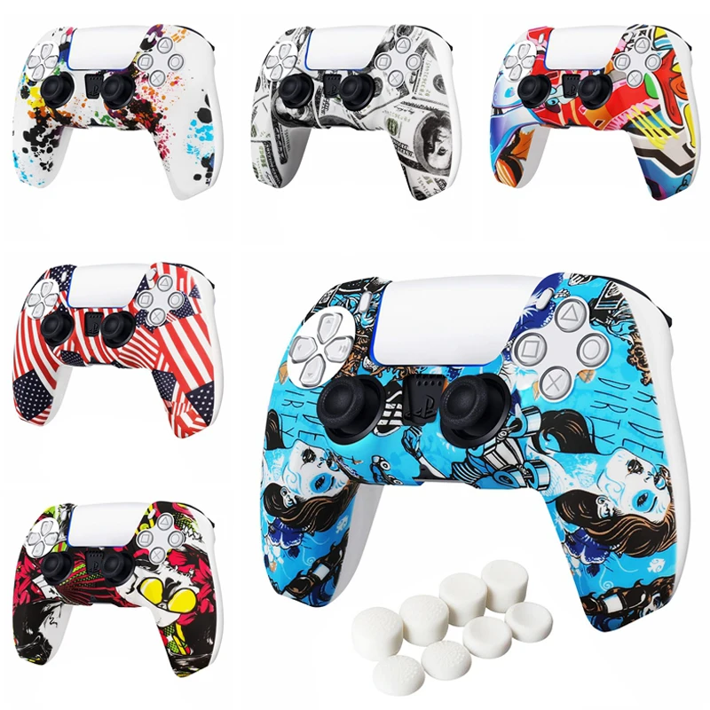 9 in 1 for Sony PlayStation 5 PS5 DS5 Controller Silicone Case Protective Cover Skin with Gel