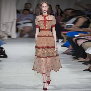 

Women floral embroidery mesh dress