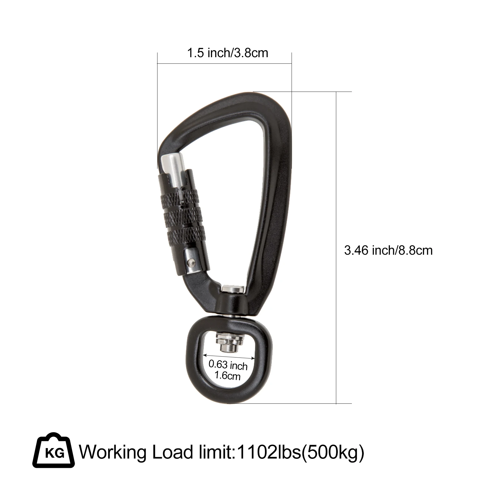2Pcs Heavy Duty Swivel Auto Self Lock Carabiner Hook Dog Leash Clip Snap - 500KG