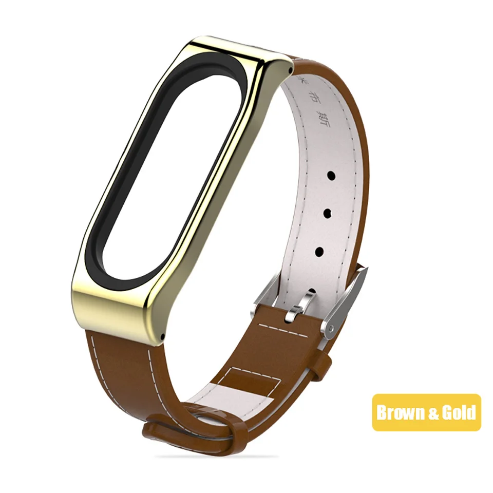 Brown gold Mi jobs mi Band 4 ремешок из натуральной кожи mi Band 4 3 ремешок для Xiaomi mi Band 4 3 браслет для смарт-часов mi band 4 3 браслет - Цвет: Brown gold
