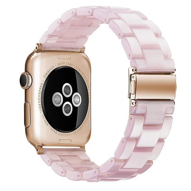 Resin strap for apple watch band 7 44mm 40mm 42mm 38mm 41 45mm correa transparent Loop watchband for iwatch 7 6 se series 5 4 3 Light Pink