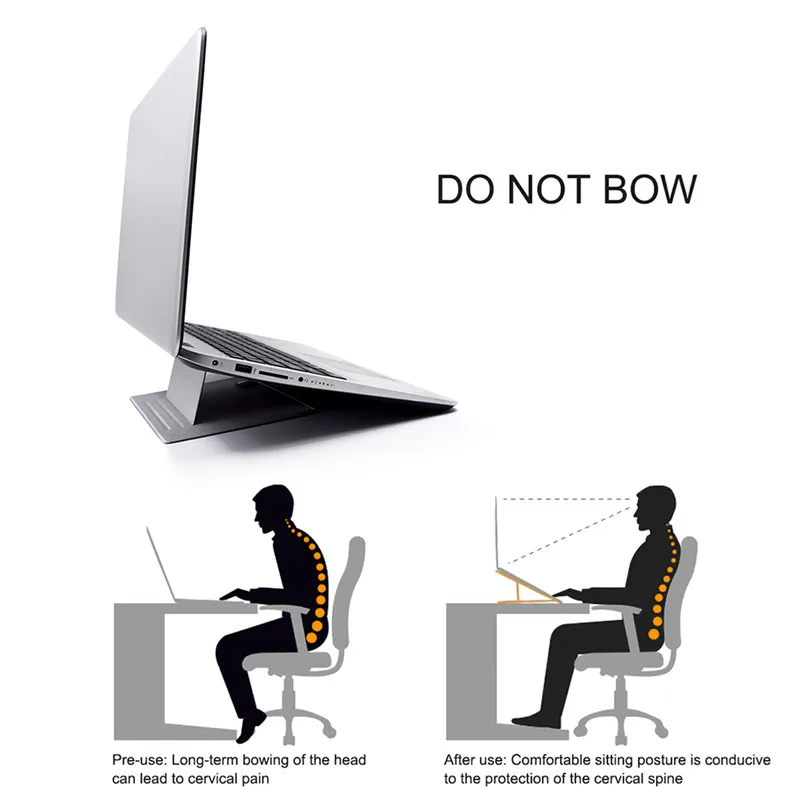 Luxury Upgrade Computer Laptop Pad Stand Adhesive Invisible Lightweight Folding Bracket Portable Tablet Holder for iPad MacBook