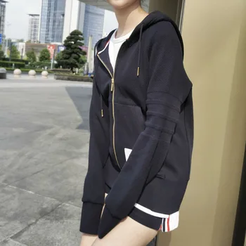 

Fashion 2020 TB THOM Brand Solid hooded Clothing Over Size Cotton Jacket Women Sweatshirts Hoodies Casual Sportswear Coat