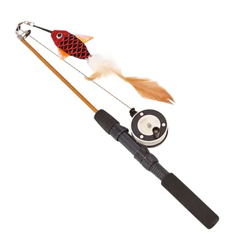 

Fish Shape Telescopic Feathers Cat Stick Pet Toy Rods Simulation Fishing Rod Kitten Funny Playing Toy Random Color