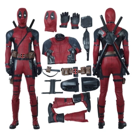 

Deadpool 2 Deadpool Cosplay Costume Wade Wilson Costume Red Deadpool PU Leather Cosplay Jumpsuit For Halloween Party
