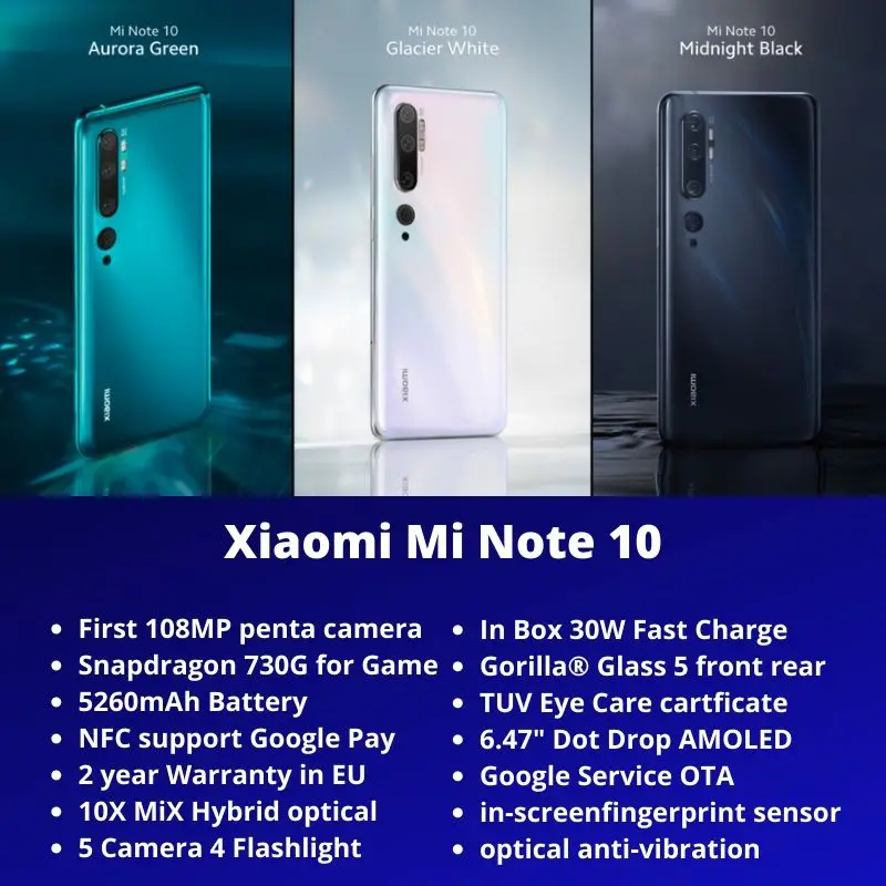 Xiaomi Note 10 Pro с глобальной версией 8 ГБ 256 ГБ/Note 6 + 128 Гб Смартфон Snapdragon 730G NFC 5260 мА/ч 30 Вт