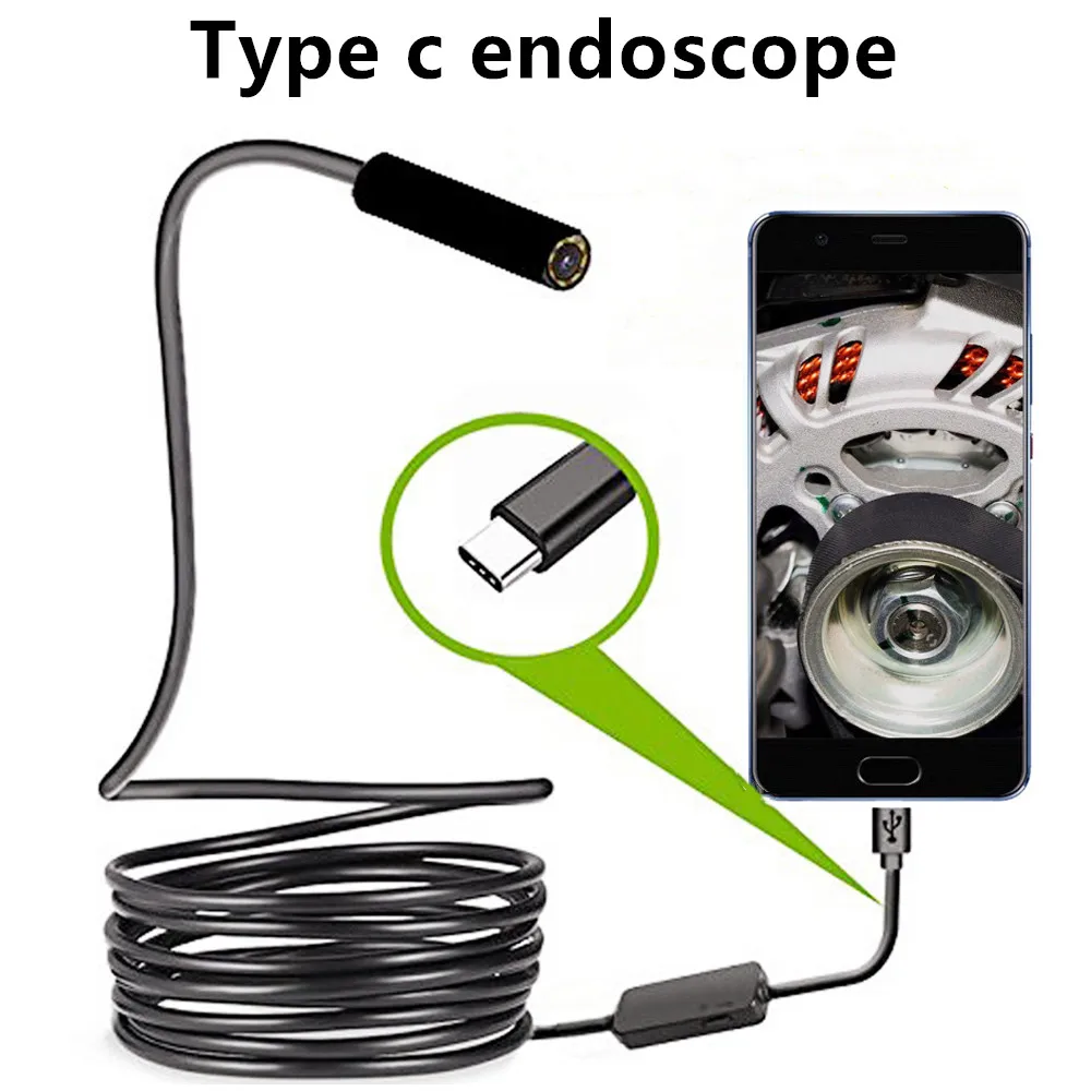 Cámara de boroscopio de inspección USB tipo C, endoscopio Flexible para coche, lente Dual 480P, inspección, reparación para Android, PC, Notebook, Macbook