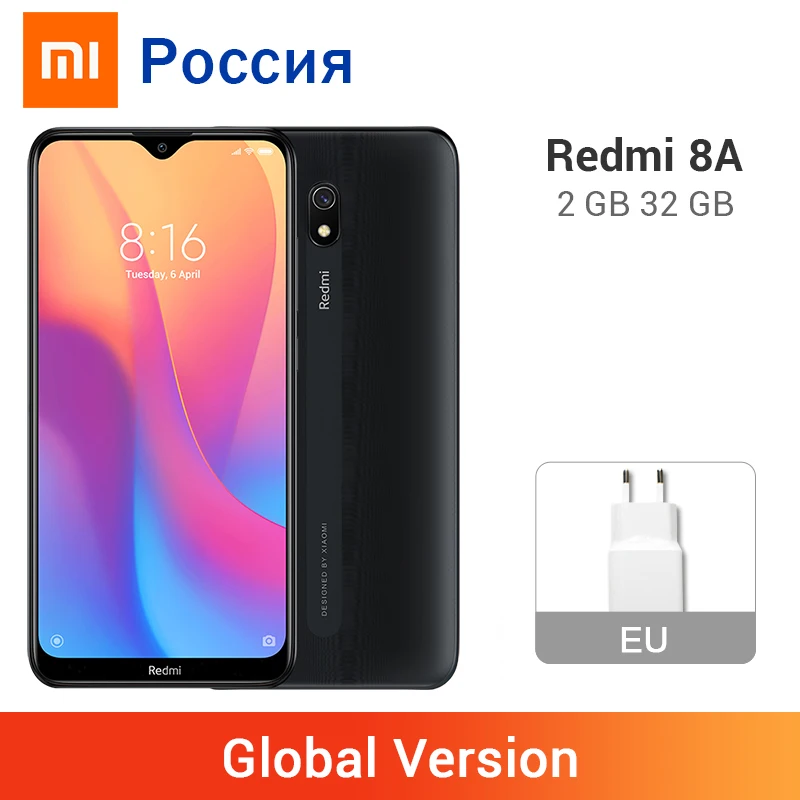 Глобальная версия Xiaomi Redmi 8A 8 объемом 2 ГБ Оперативная память 32GB Встроенная память смартфон Snapdargon 439 Octa Core 5000 мАч 6,22 дюйма, разрешение Full Экран 12MP Тип-C