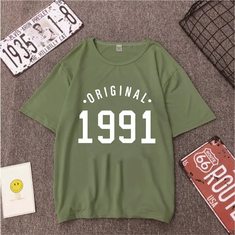 1991 оригинальные настраиваемые футболки для дня рождения, повседневные хлопковые модные футболки Tumblr для дня рождения, Клубные футболки унисекс, эстетические Топы