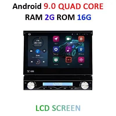 4G+64G Octa core Android 9.0 Univeral One din Car radio Multimedia Player GPS Navigation 7" IPS HD Retractable Autoradio AUX-IN - Цвет: 2G 16G LCD