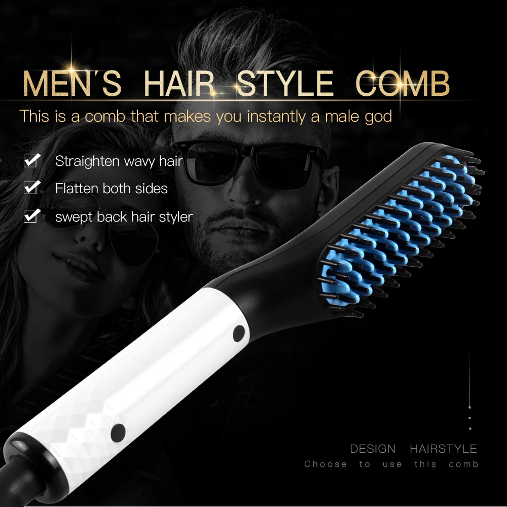 2020 Updated Beard Straightener Multifunctional Hair Brush Man's Hair Flat  Iron New Beard Straightener Hair Styling Comb For Men