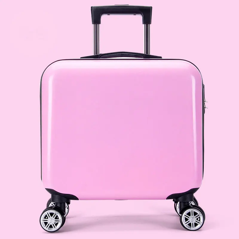 Pink Модный Детский чемодан на колесиках, 16 дюймов, чемодан с мультипликационным принтом, вместительный чемодан, универсальный чемодан на колесиках для студентов, Hanimom - Цвет: Pink