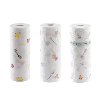 

Kitchen Paper Towel Biodegradable Washable Cleaning Wipes Disposable Cleaning Rag Paper Oil Absorption Dish Towel 3 roll #10