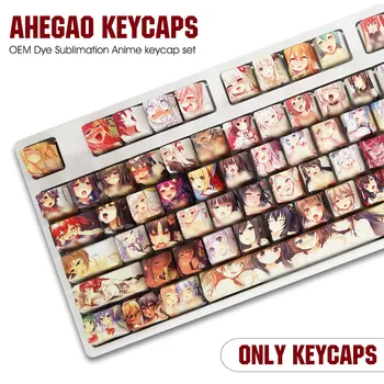 

108key PBT Ahegao Keycaps Dye Sublimation Hot Swappable Japanese Anime For Cherry Mx Gateron Kailh Switch Mechanical Keyboard
