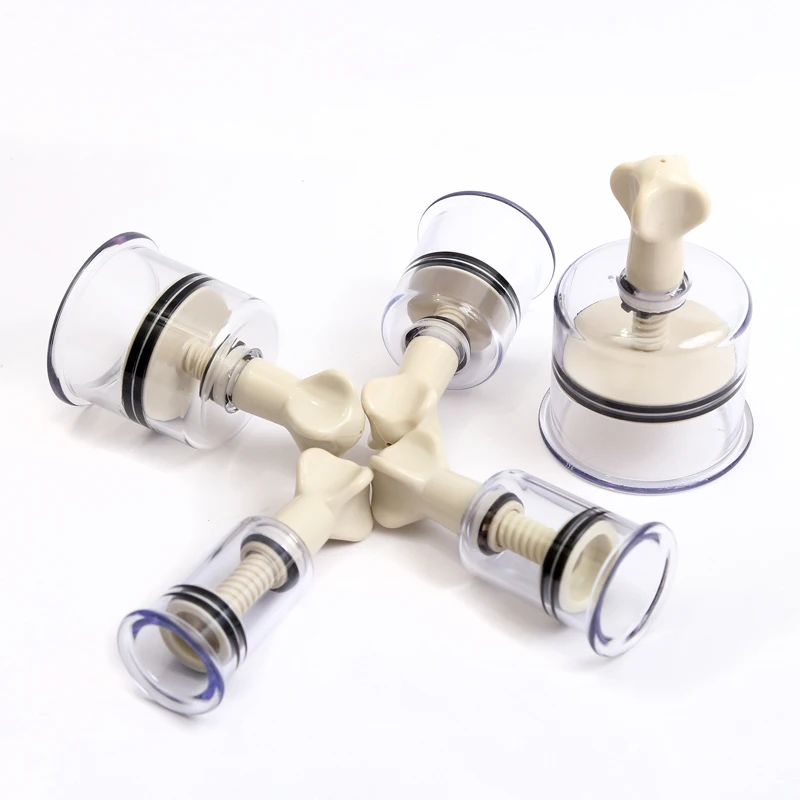 

5pcs/set Twist Vacuum Cupping Cans Back Massager Body Jar Physiotherapy Acupuncture Cupping Breast Nipple Suction Enlarger Pump