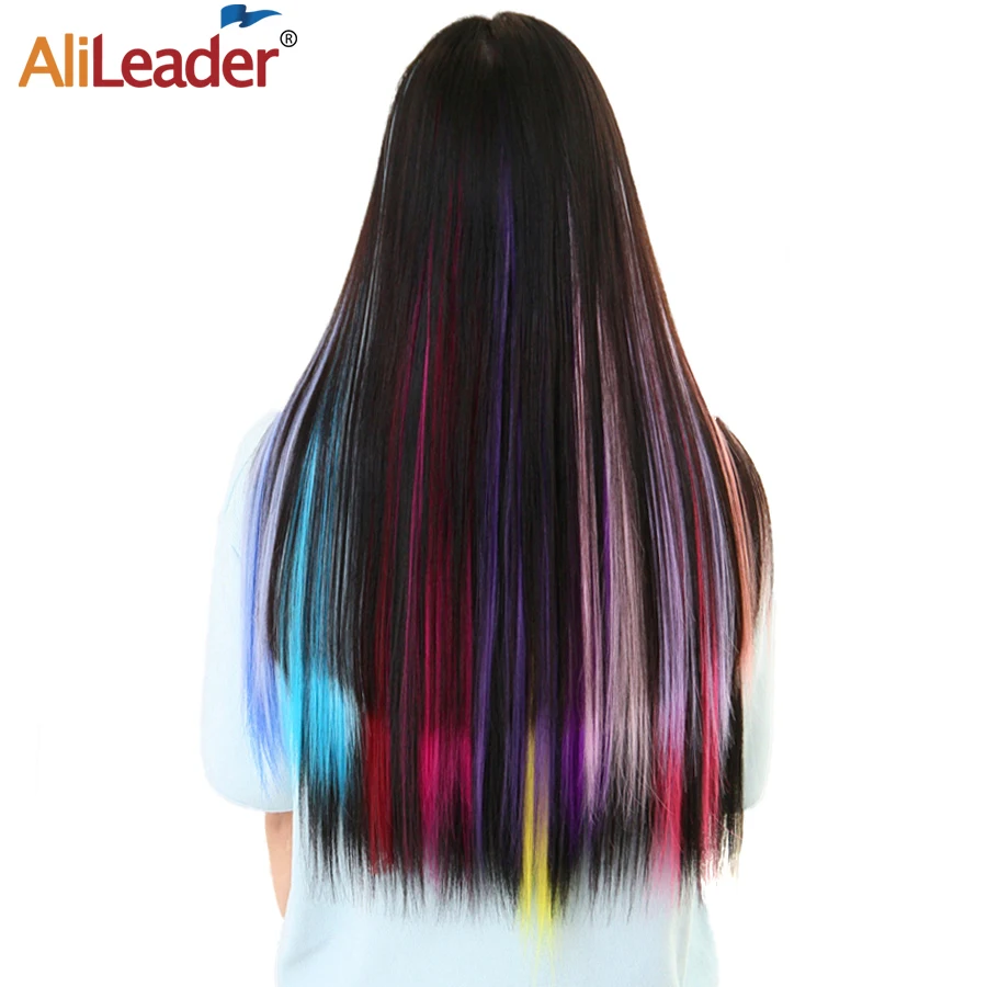 

Alileader 50Cm Colorful One Clip In Hair High Temperature Fiber Synthetic One Clip In Hair Extension Clip Soft Natural For Women