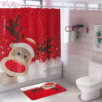 

Christmas Bathroom Curtain Mat Navidad 2020 Merry Christmas Decor for Home Noel Cristmas Ornaments Xmas Gifts New Year 2021