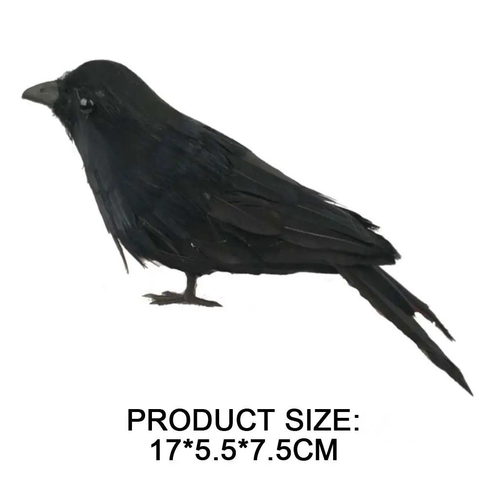 Птица ворона черная перьевая Реалистичная на Хэллоуин антигельминтная лужайка