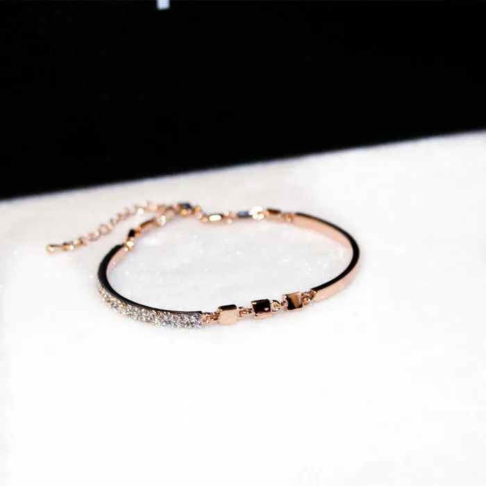 Кристалл Запонки со звездой браслет для женщин сладкие ювелирные изделия роскошный бренд розовое золото цвет стразы браслеты - Окраска металла: 2174