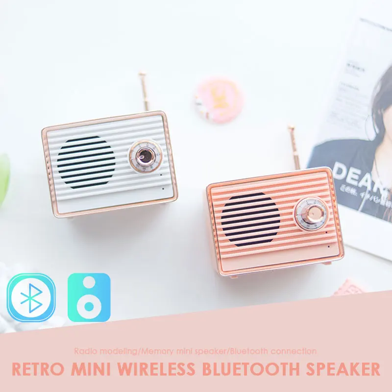 Ретро мини беспроводной Bluetooth динамик Винтаж Мини милый радио форма памяти динамик s Ностальгический тяжелый бас 3D стерео объемный