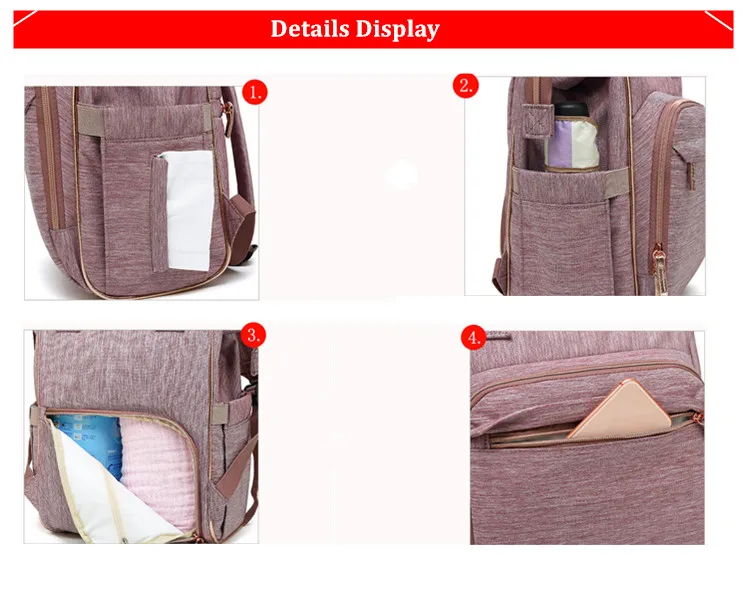 Diaper Backpack Women Large Diaper Bag For Mom And Dad with Insulated Pockets and Stroller Straps and Changing Pad