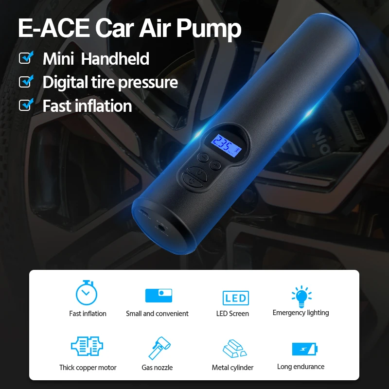 E ACE M06 шины надувной насос цифровой Ручной Автомобильный шинный 12В 150PSI