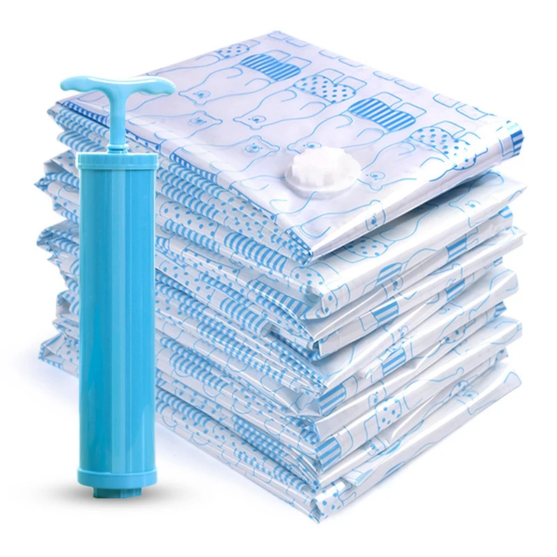 

11Pcs/Set Thickened Vacuum Storage Bag for Cloth Compression Bag with Hand Pump Reusable Blanket Clothes Quilt Organizer