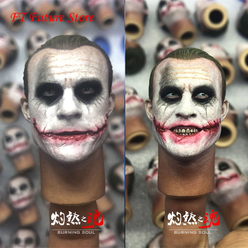 In Stock 1 6 Scale Joker Heath Ledger Head Sculpt Bank Robber Smile Normal Head Version For 12 Body Action Figures Aliexpress