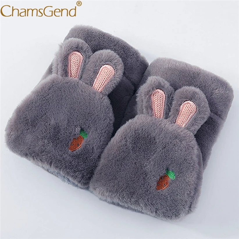 4 вида цветов мягкие плюшевые перчатки с милым кроликом для женщин и девочек-подростков зимние теплые рукавицы без пальцев женские кашемировые флисовые перчатки Guantes Luvas 910