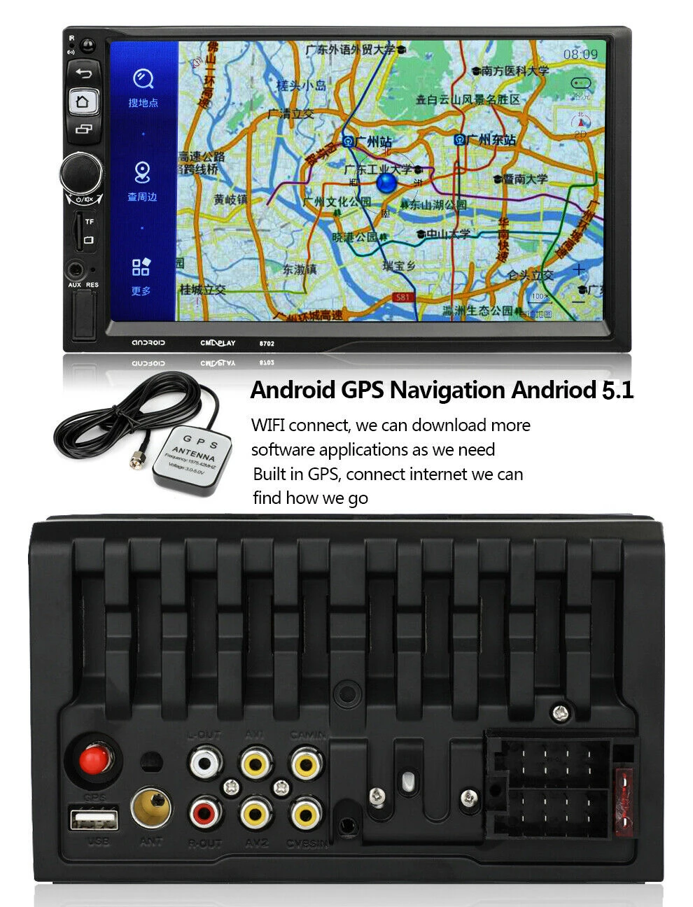 " 2 Din gps Android Автомагнитола+ Carplay Airplay FM iOS Mirror Link wifi BT Siri TF