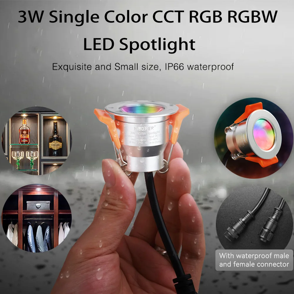 

Miboxer 12V 3W Mini Single Color CCT RGB RGBW Dimmable Downlight Cabinet Lamp Wardrobe Showcase LED Waterproof Spot Light